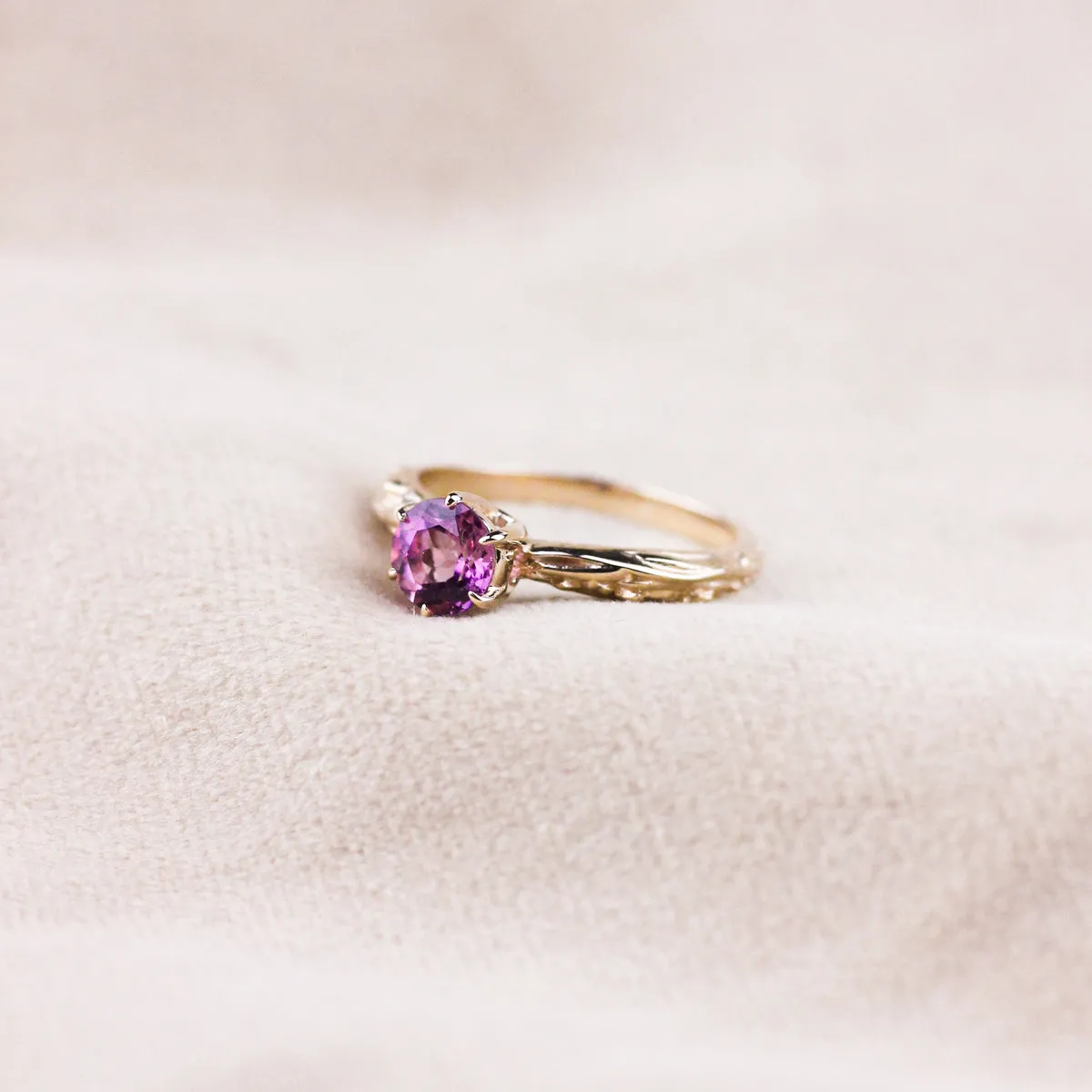 FACETED MATRIX SOLITAIRE ENGAGEMENT RING | 14K GOLD & PINK TOURMALINE
