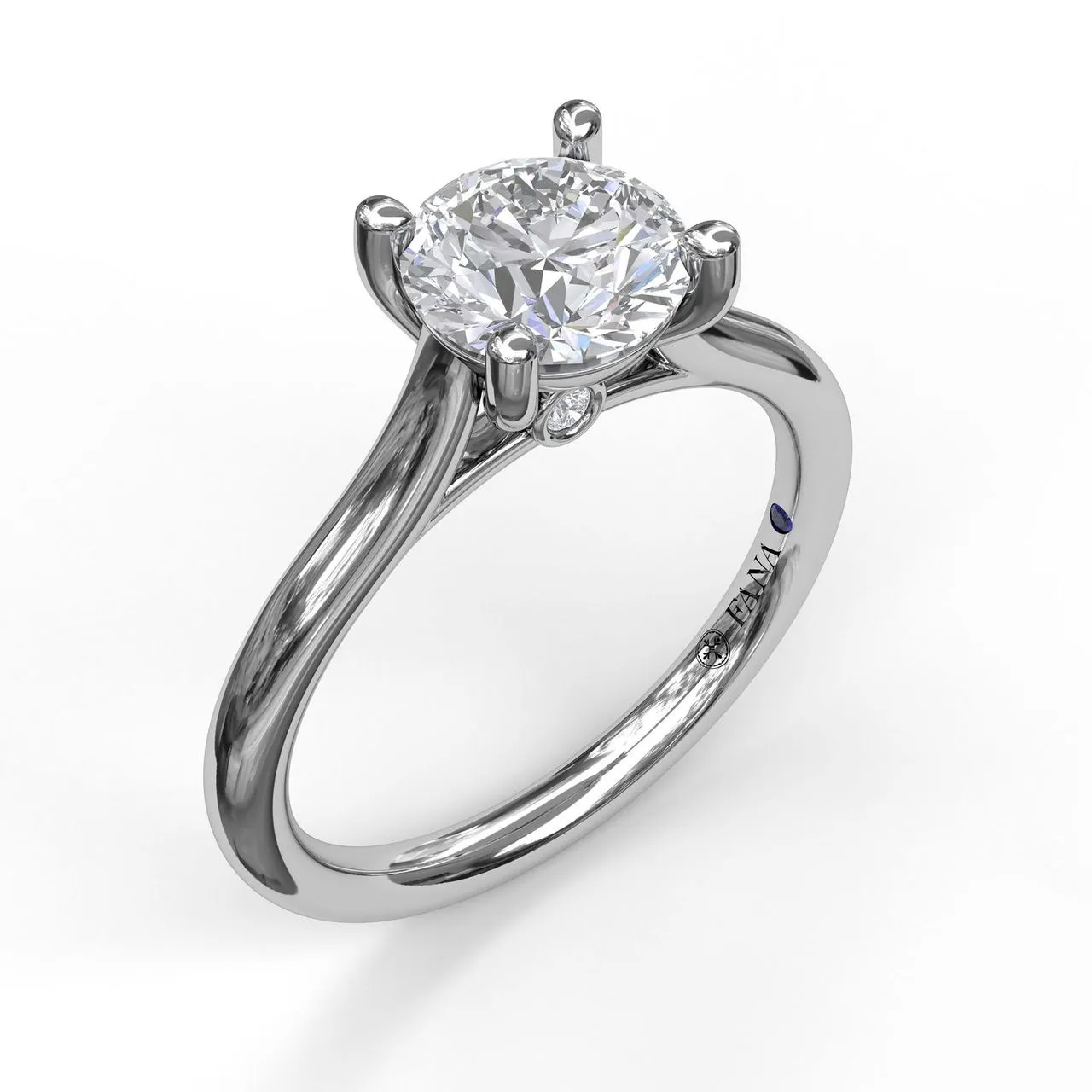 Fana Round Solitaire With Cathedral Band Engagement Ring