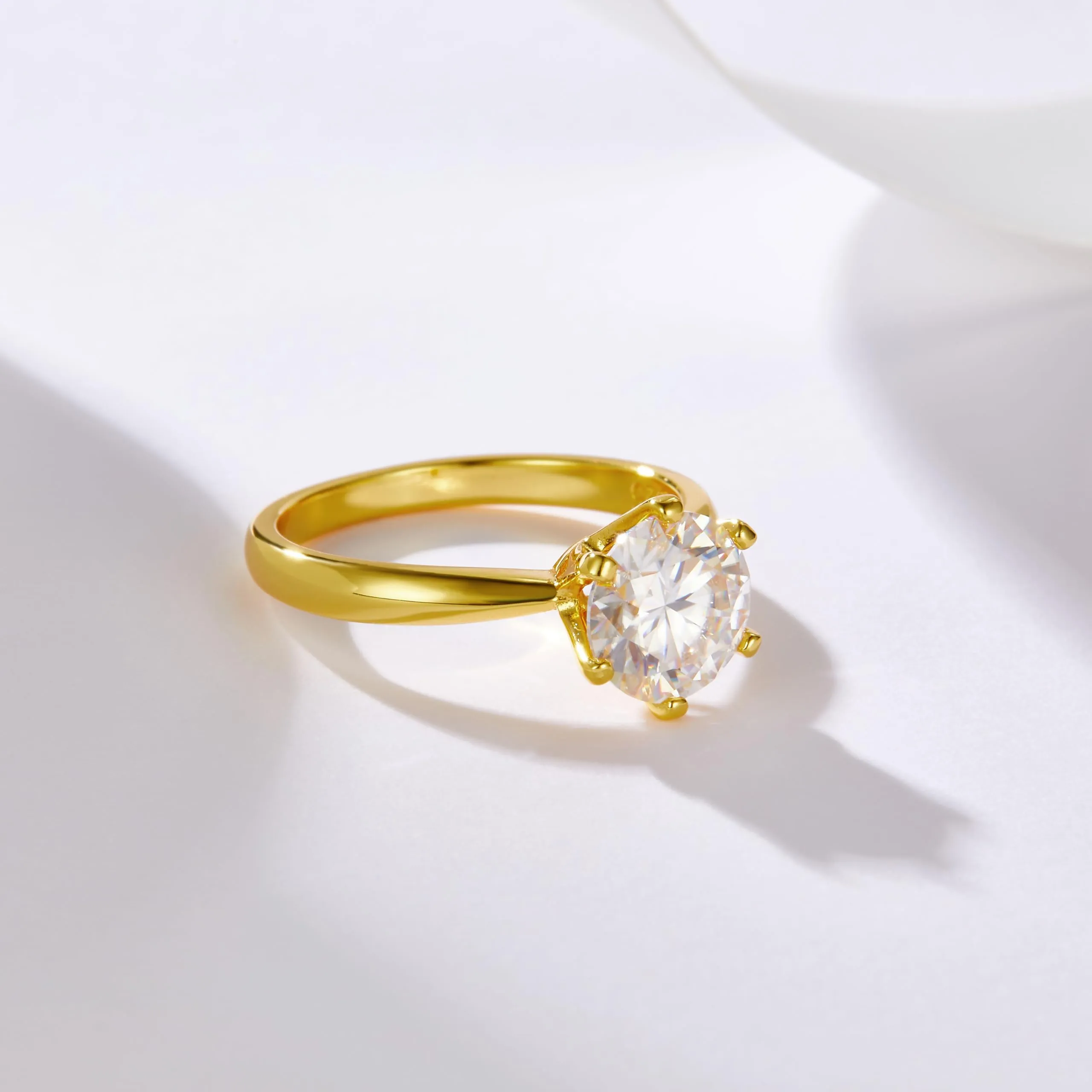FANCIME Classic Round Cut Solitaire Moissanite Sterling Silver Ring