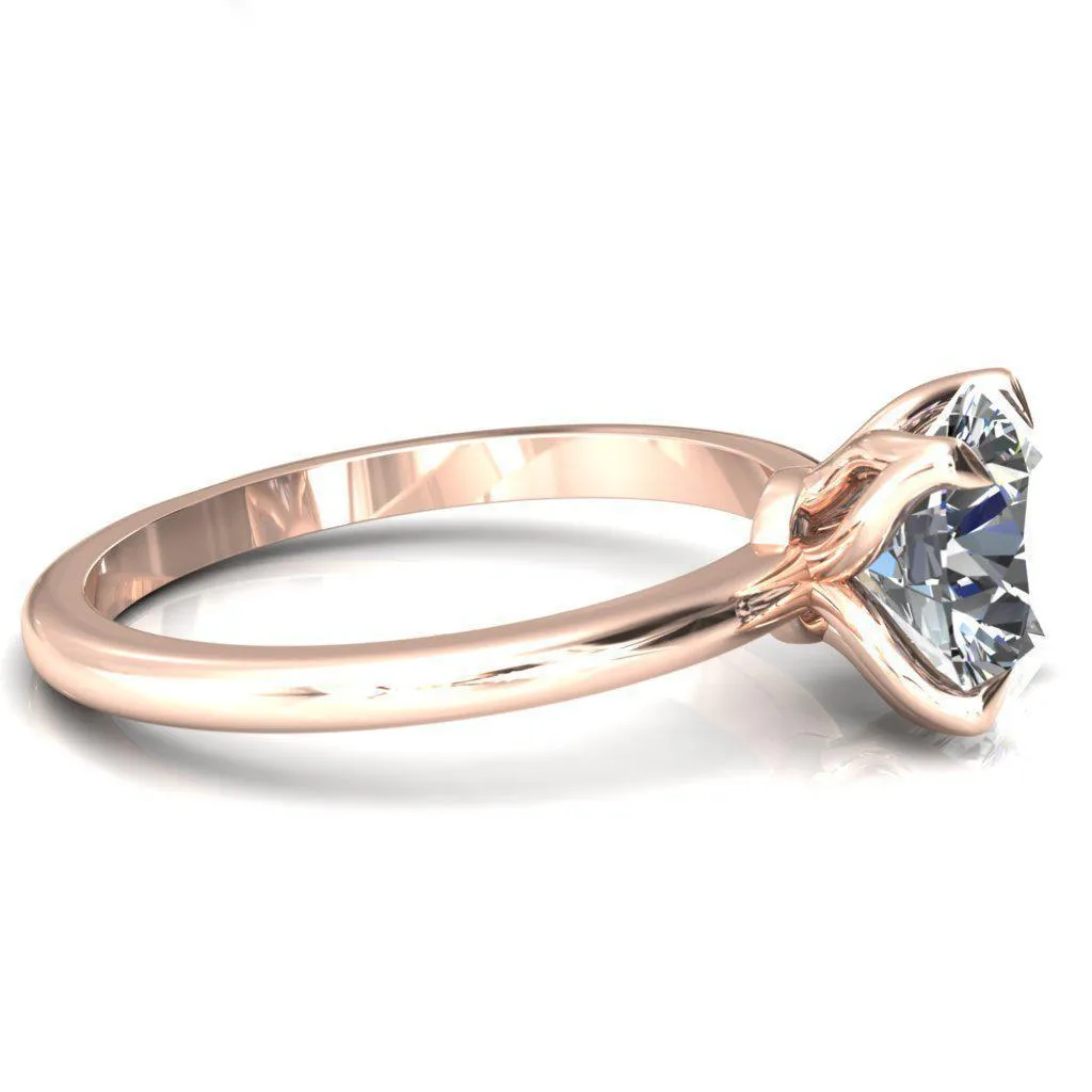 Felicity Round Center Stone 4 Claw Prong Petal Basket Engagement Ring