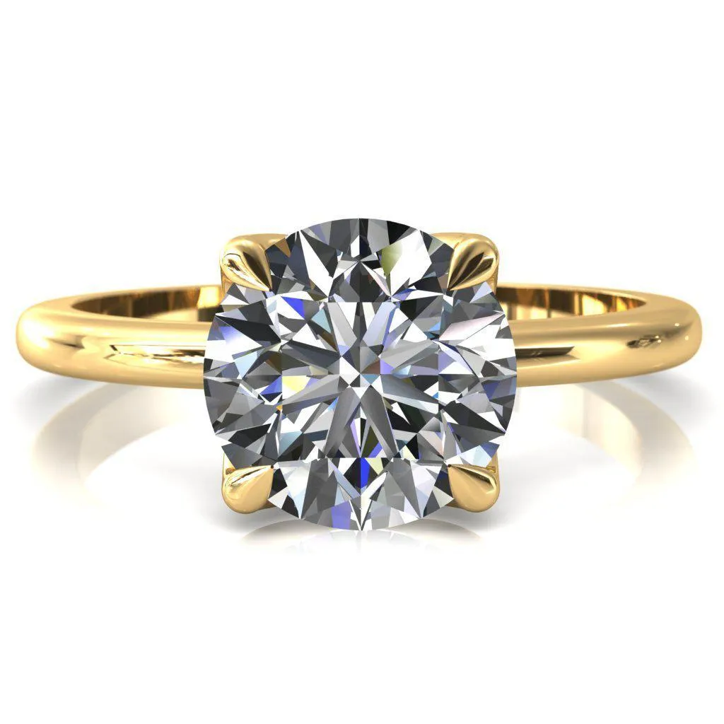 Felicity Round Center Stone 4 Claw Prong Petal Basket Engagement Ring