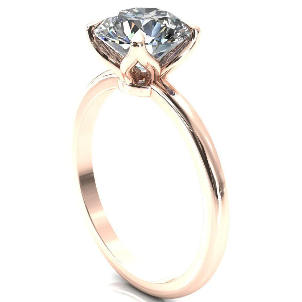 Felicity Round Center Stone 4 Claw Prong Petal Basket Engagement Ring