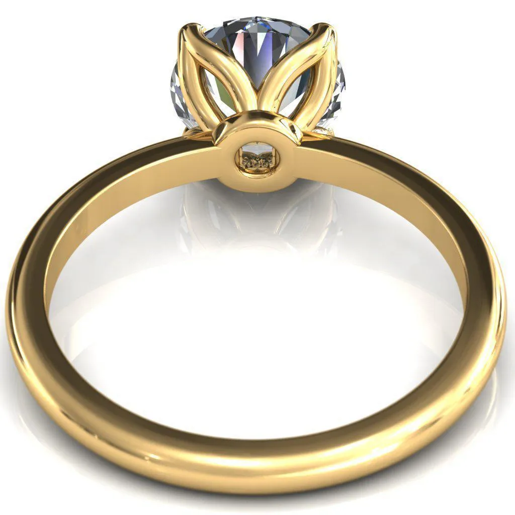 Felicity Round Center Stone 4 Claw Prong Petal Basket Engagement Ring