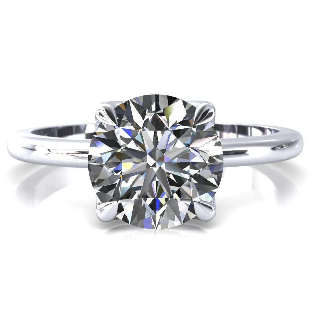 Felicity Round Center Stone 4 Claw Prong Petal Basket Engagement Ring