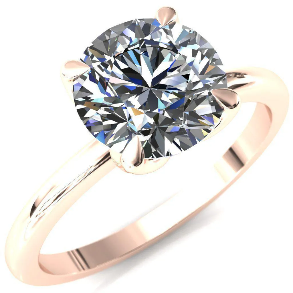 Felicity Round Center Stone 4 Claw Prong Petal Basket Engagement Ring