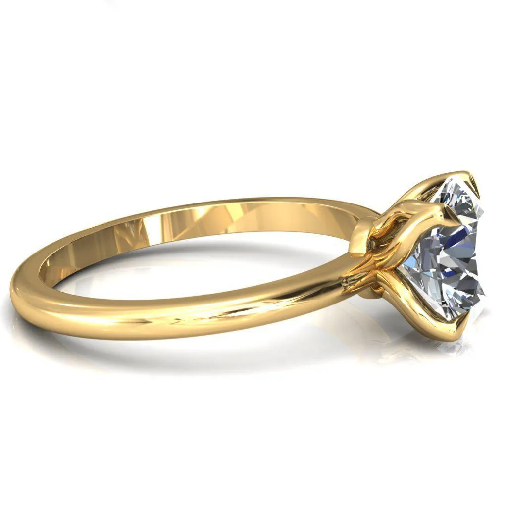 Felicity Round Center Stone 4 Claw Prong Petal Basket Engagement Ring