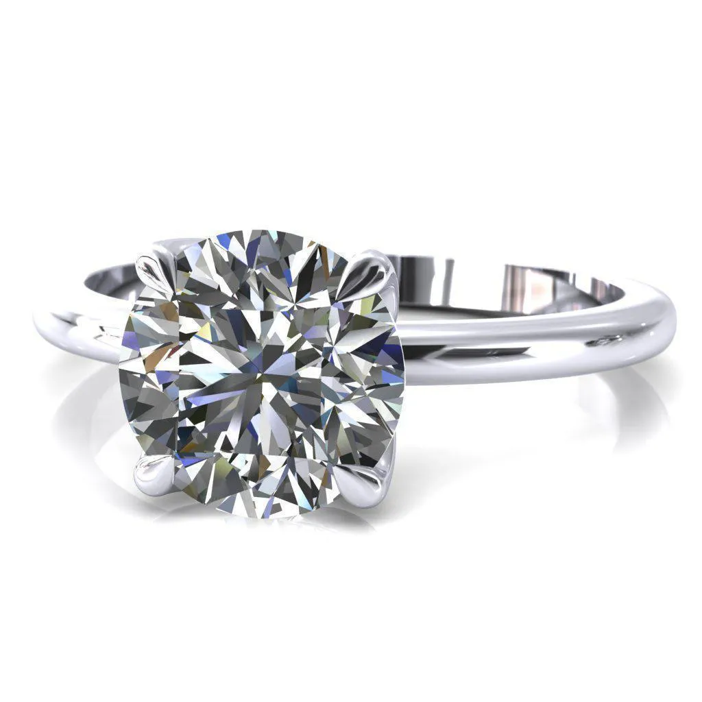 Felicity Round Center Stone 4 Claw Prong Petal Basket Engagement Ring