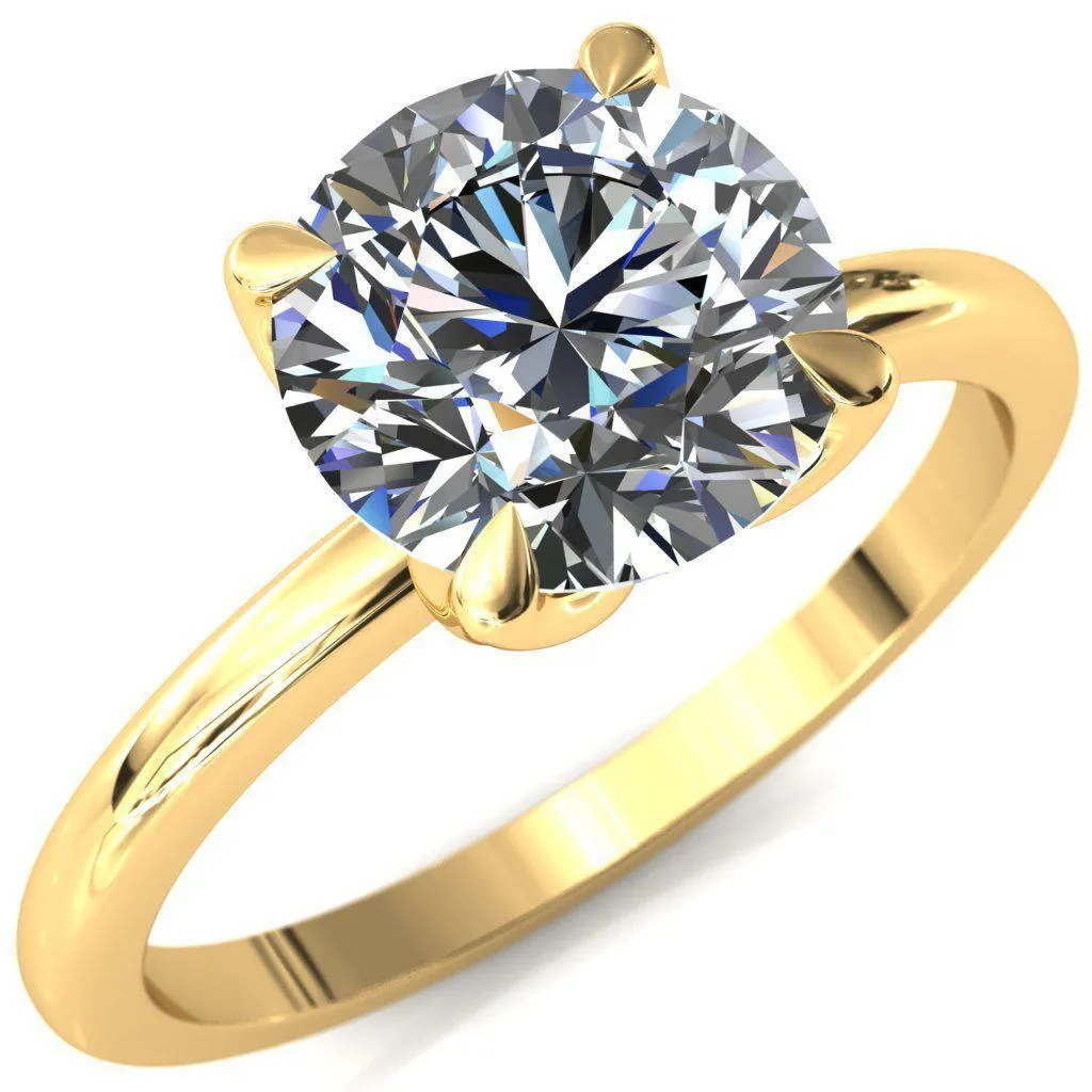 Felicity Round Center Stone 4 Claw Prong Petal Basket Engagement Ring