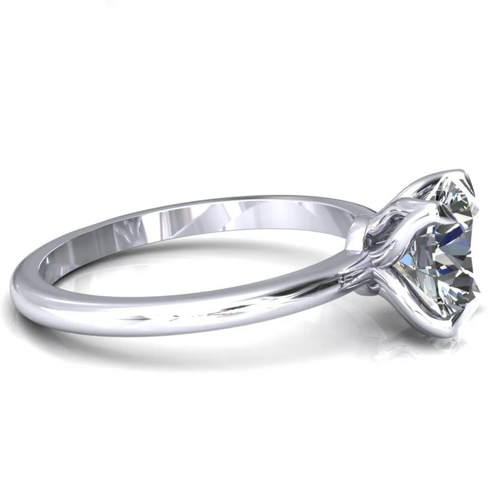 Felicity Round Center Stone 4 Claw Prong Petal Basket Engagement Ring