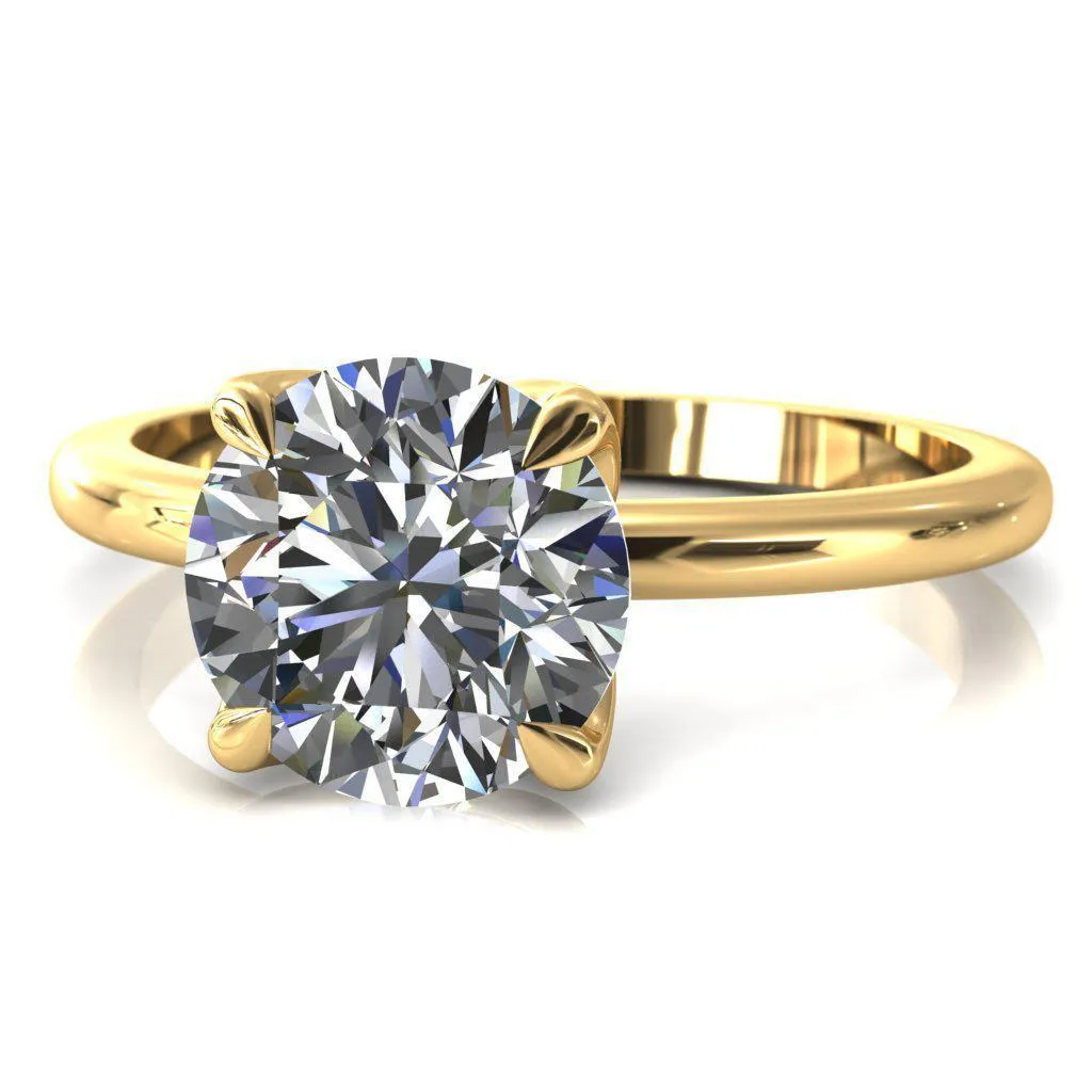 Felicity Round Center Stone 4 Claw Prong Petal Basket Engagement Ring