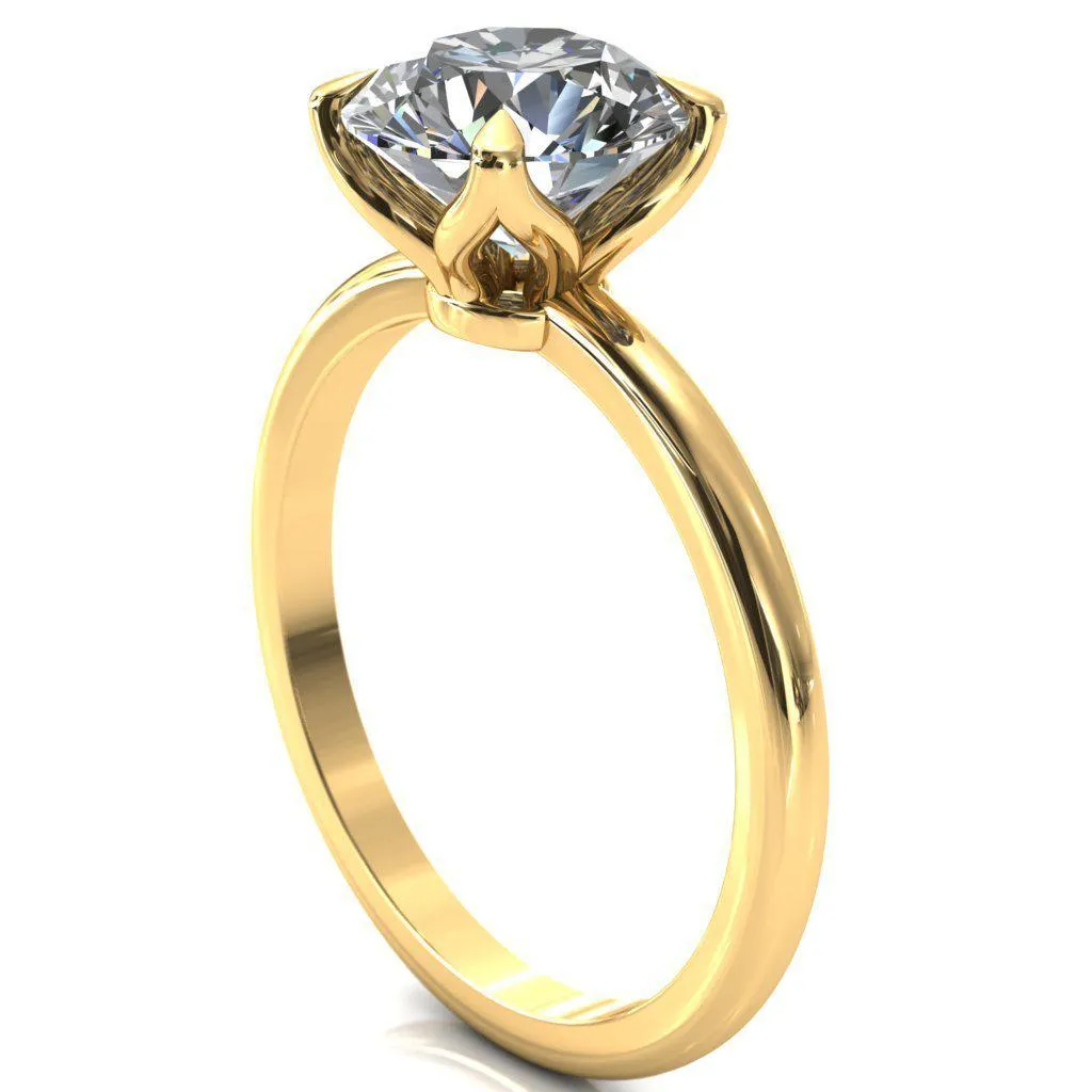 Felicity Round Center Stone 4 Claw Prong Petal Basket Engagement Ring