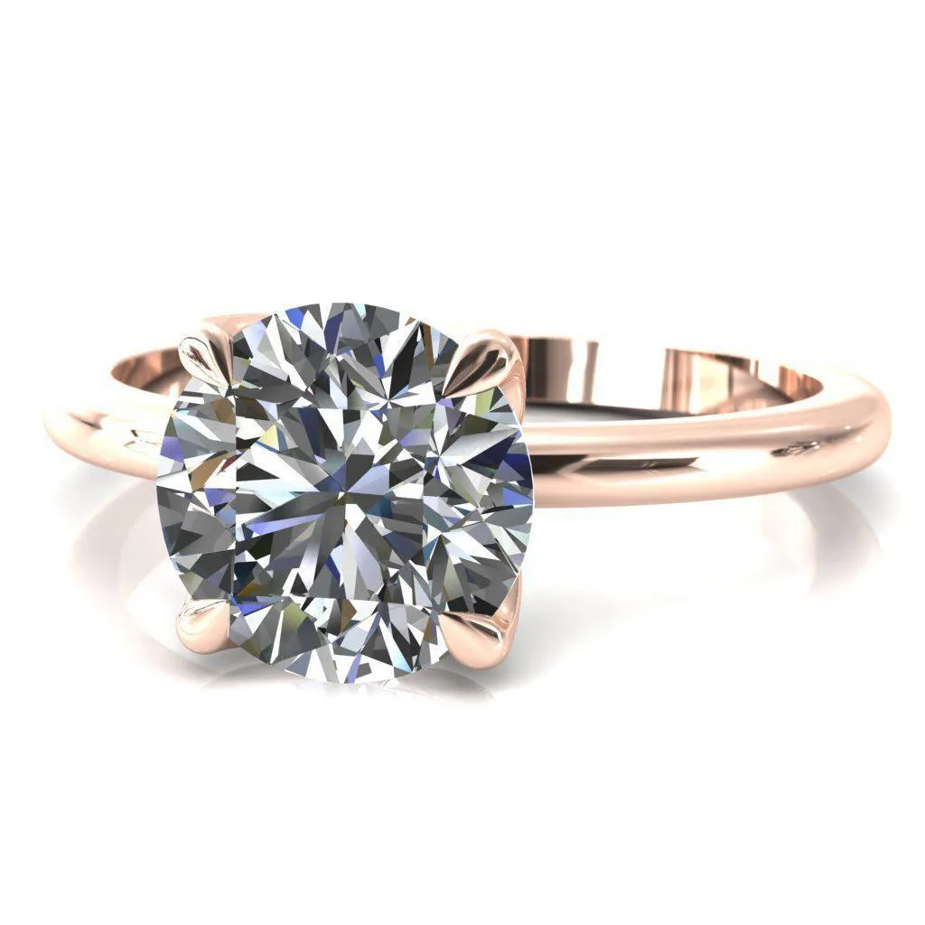 Felicity Round Center Stone 4 Claw Prong Petal Basket Engagement Ring
