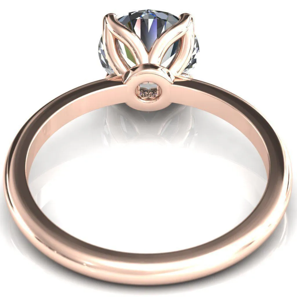 Felicity Round Center Stone 4 Claw Prong Petal Basket Engagement Ring