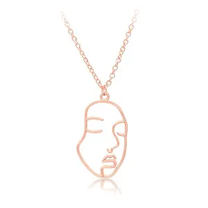 Femme Necklace 925 Silver with Gold Overlay Face Pendant
