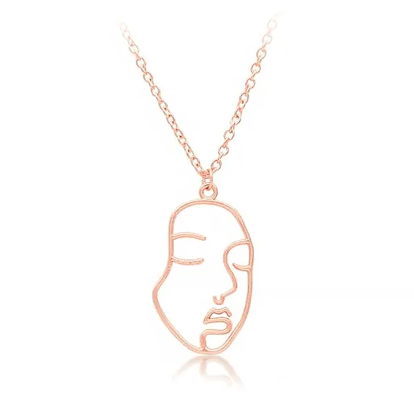 Femme Necklace 925 Silver with Gold Overlay Face Pendant