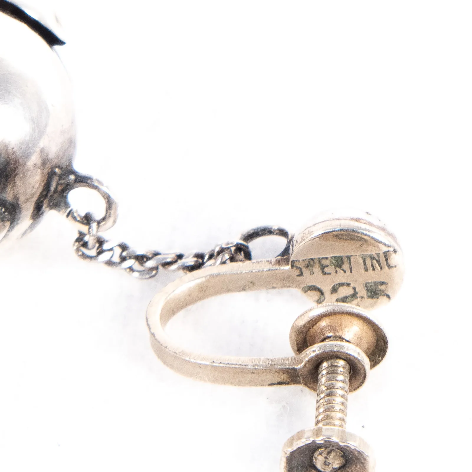 Fleur de Lis Sterling Silver Ball Dangle Earrings