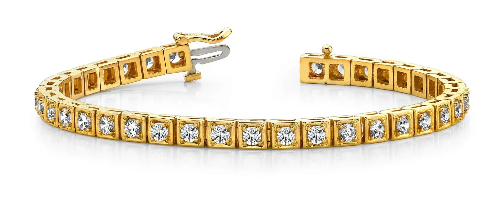 Floating Diamond Box Lab-Grown Diamond Tennis Bracelet with 3.70 ct.(finished) 3.0mm