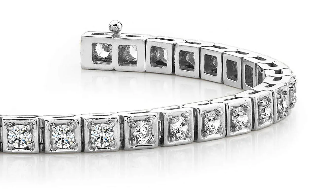 Floating Diamond Box Lab-Grown Diamond Tennis Bracelet with 3.70 ct.(finished) 3.0mm