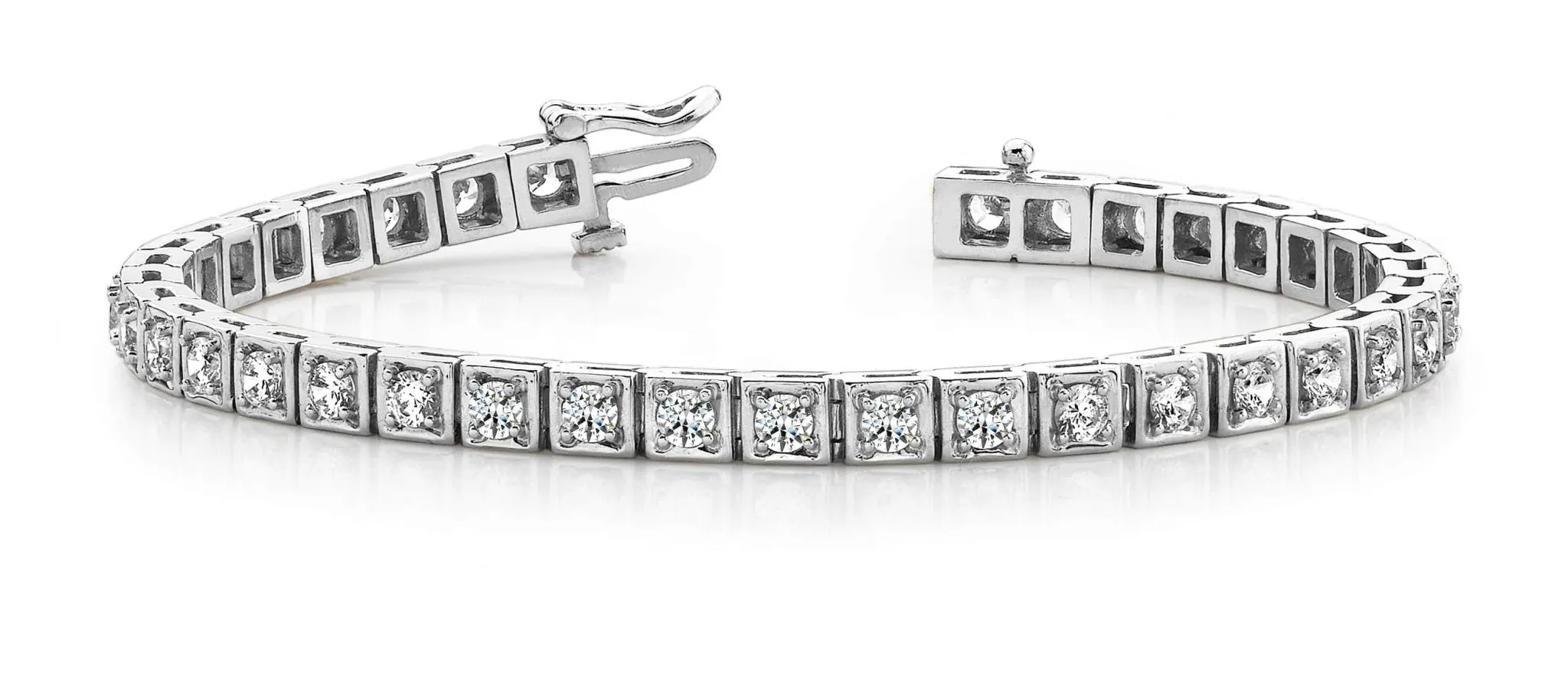 Floating Diamond Box Lab-Grown Diamond Tennis Bracelet with 3.70 ct.(finished) 3.0mm