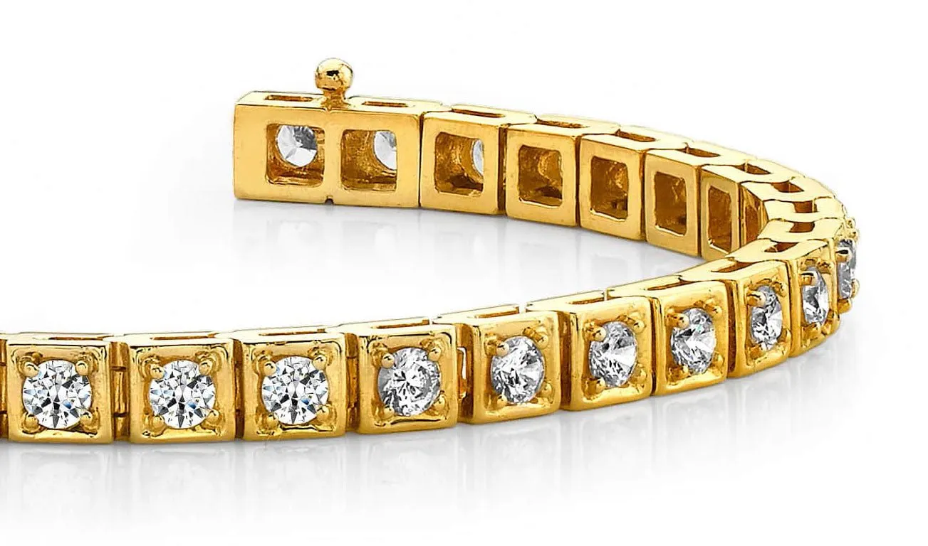 Floating Diamond Box Lab-Grown Diamond Tennis Bracelet with 3.70 ct.(finished) 3.0mm