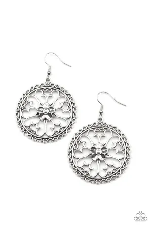 Floral Fortunes Silver Paparazzi Earrings