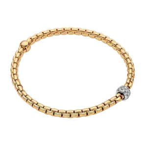 Fope Eka 18k Yellow Gold Flex'It Bracelet with Diamond Rondel - Size Large