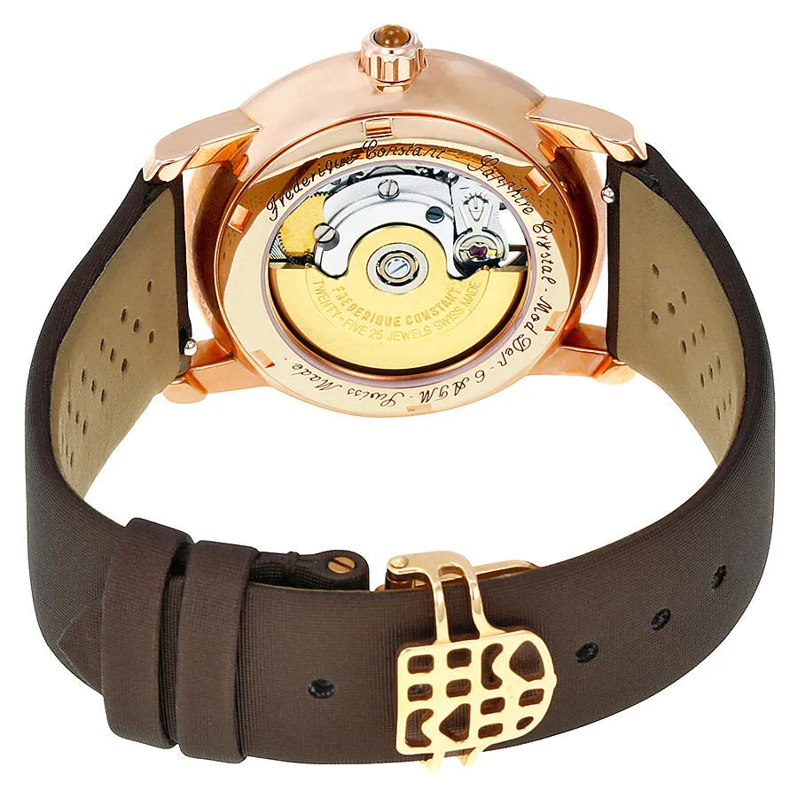 Frederique Constant Chocolate Guilloche Mother of Pearl Leather Ladies Watch FC-310CLHB2P4