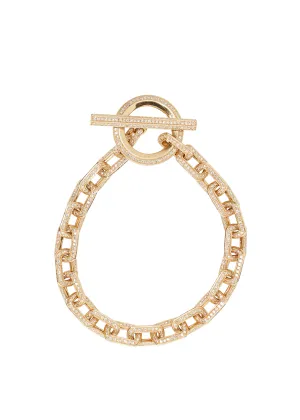 Full Diamond Pave Gold Toggle Link Bracelet
