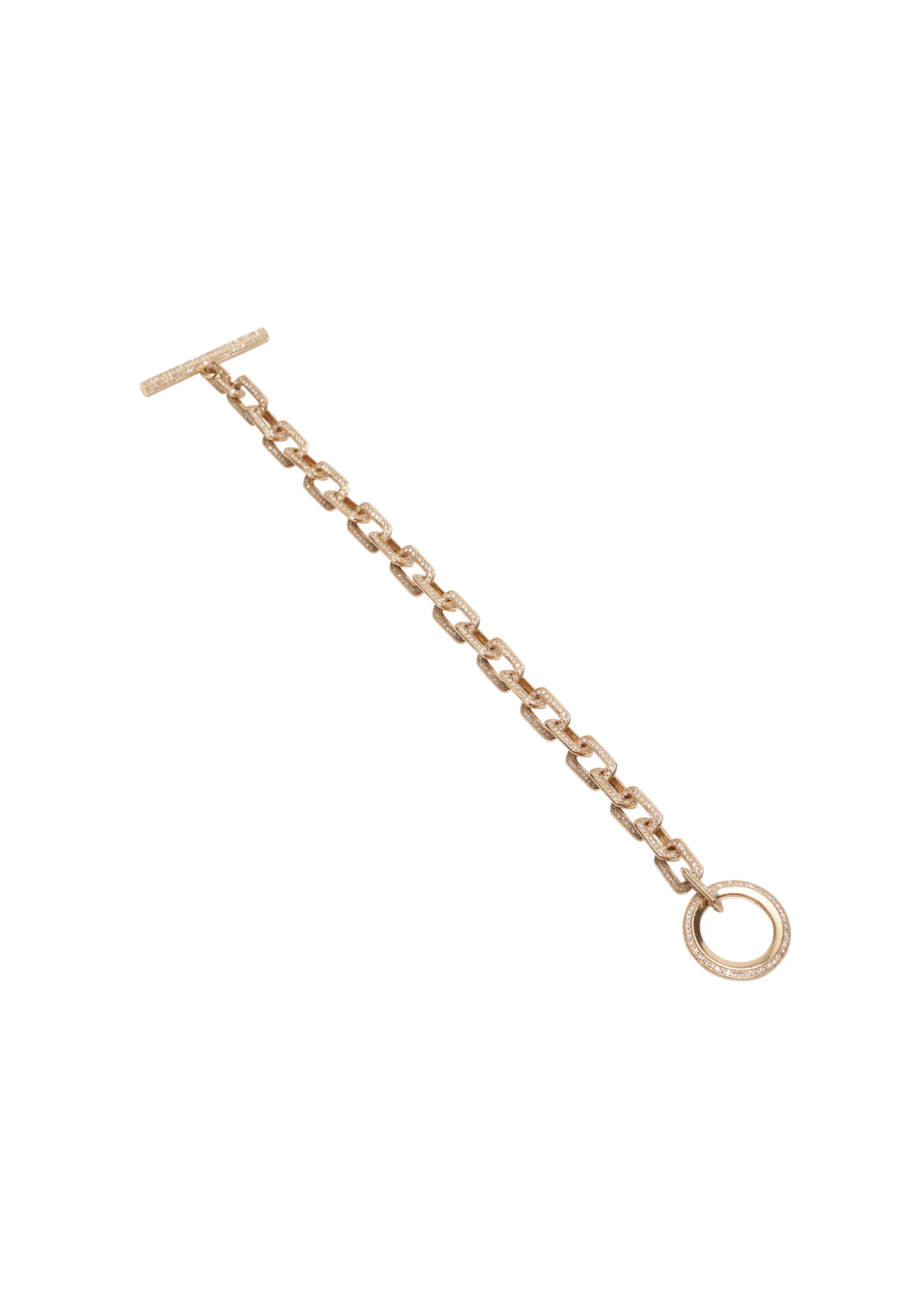 Full Diamond Pave Gold Toggle Link Bracelet