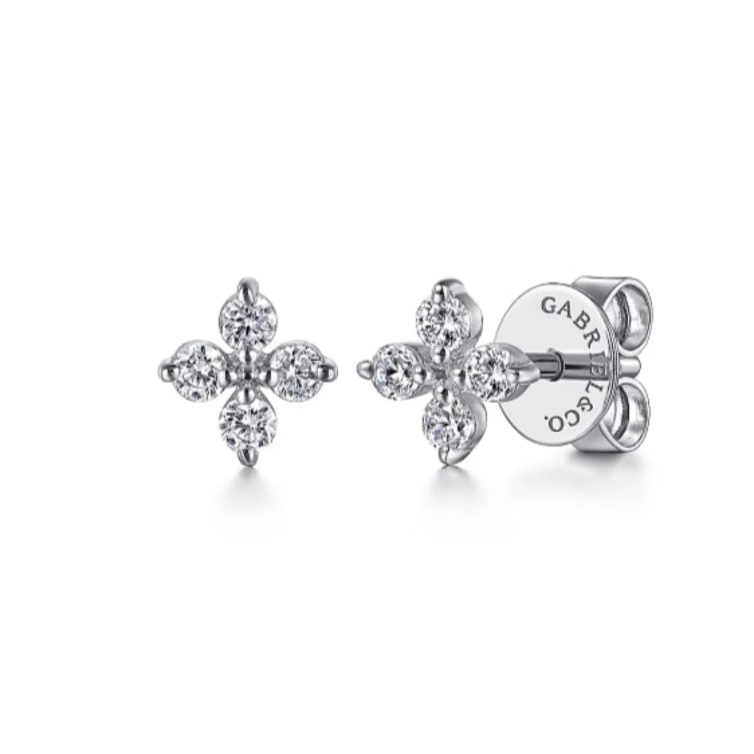 Gabriel & Co. Small Quatrefoil Diamond Stud Earrings