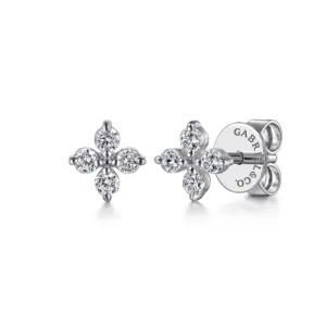 Gabriel & Co. Small Quatrefoil Diamond Stud Earrings