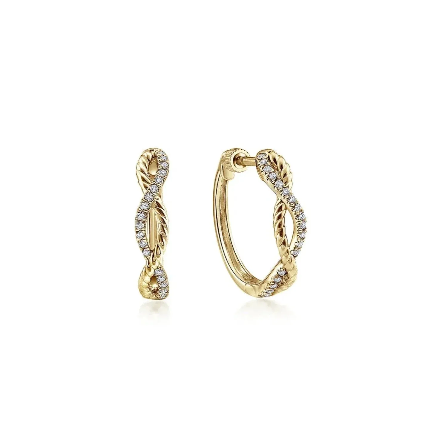 Gabriel & Co. Twist Diamond Huggie Earrings