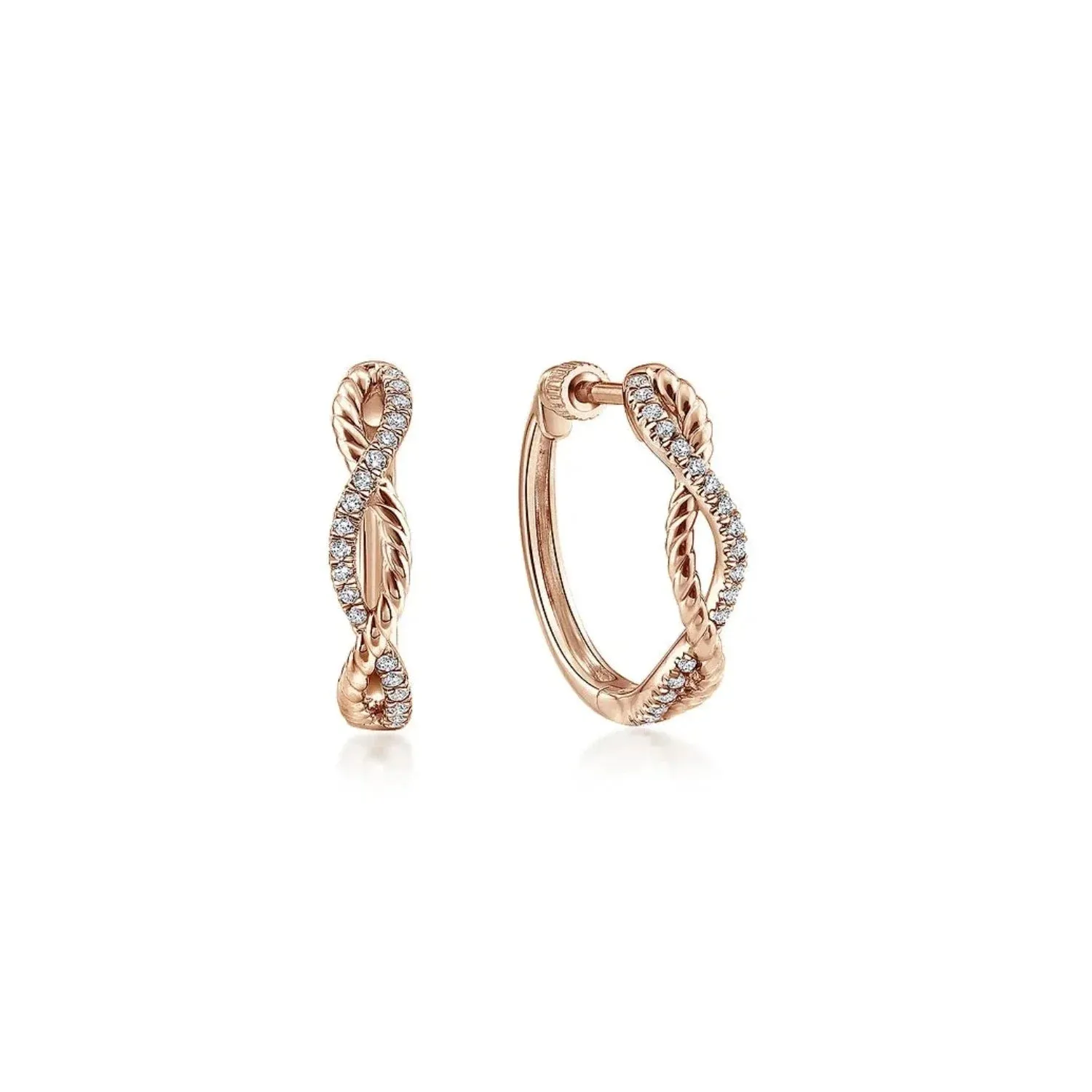 Gabriel & Co. Twist Diamond Huggie Earrings
