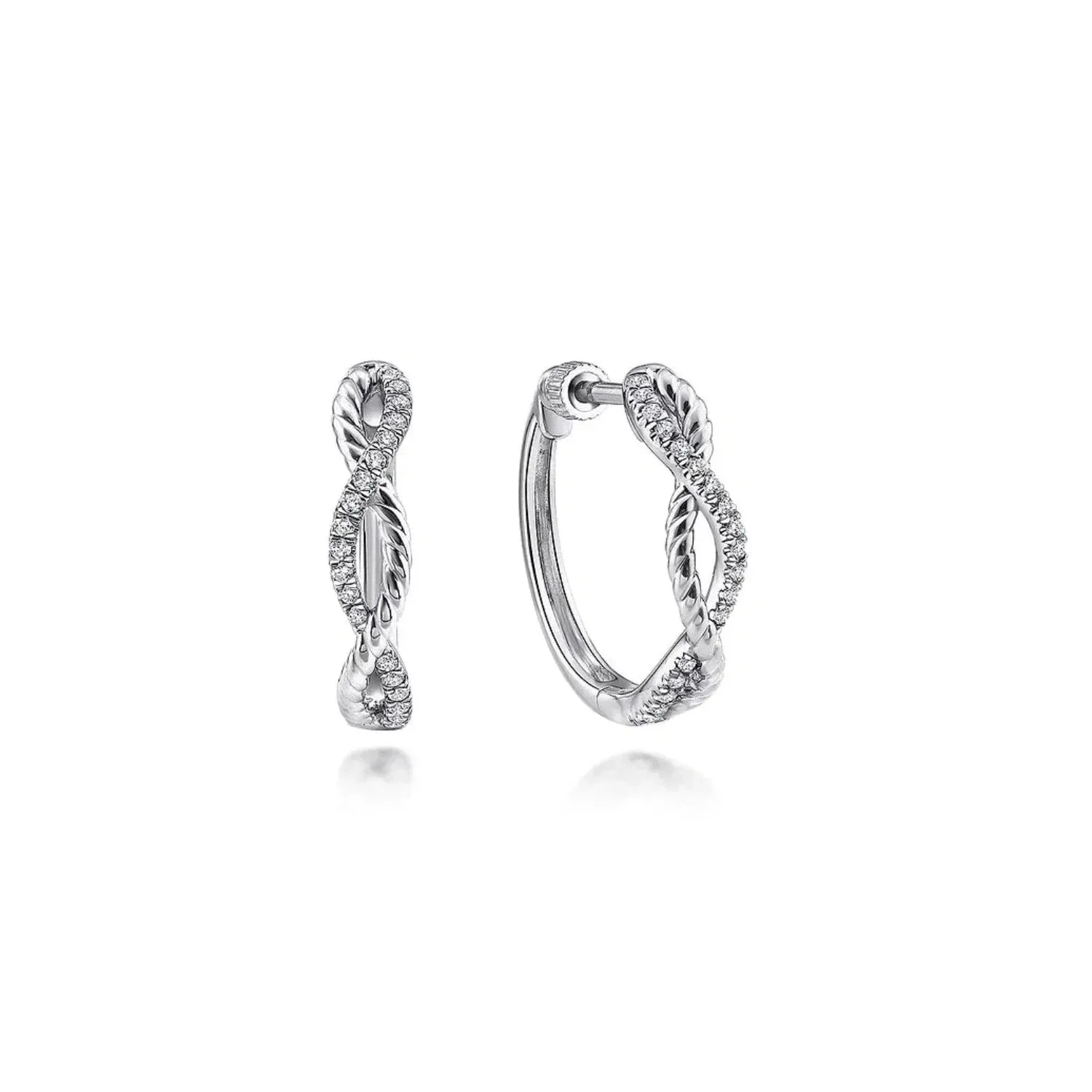 Gabriel & Co. Twist Diamond Huggie Earrings