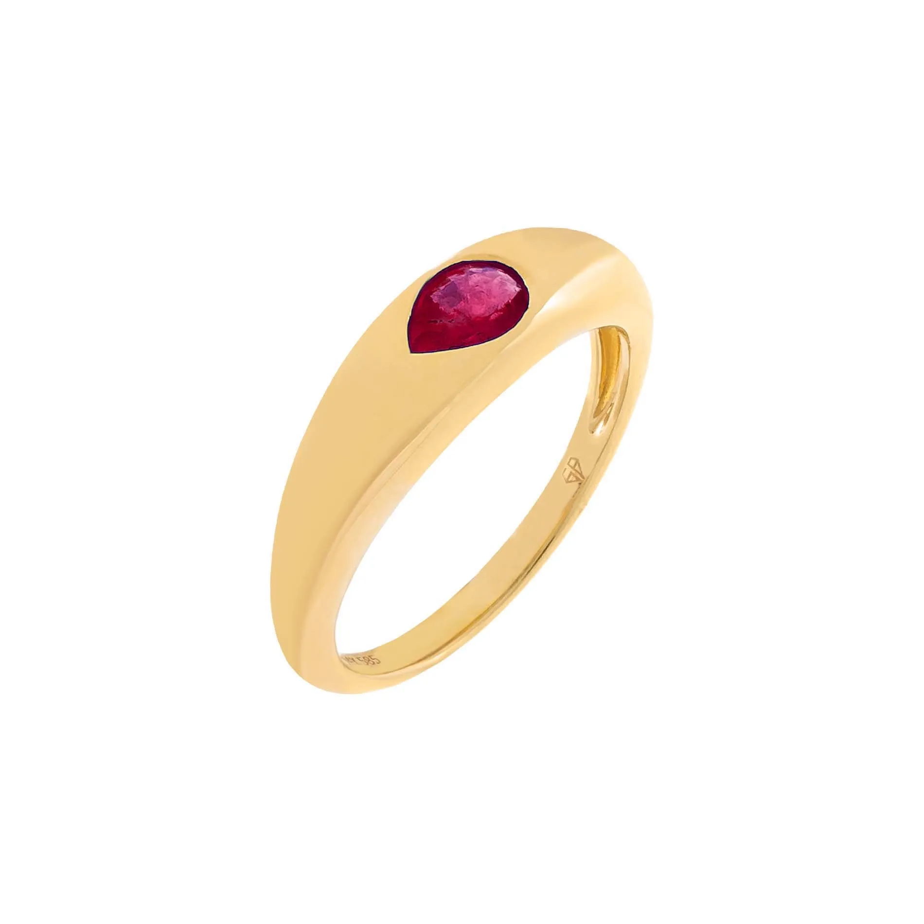 Gemstone Teardrop Dome Ring 14K