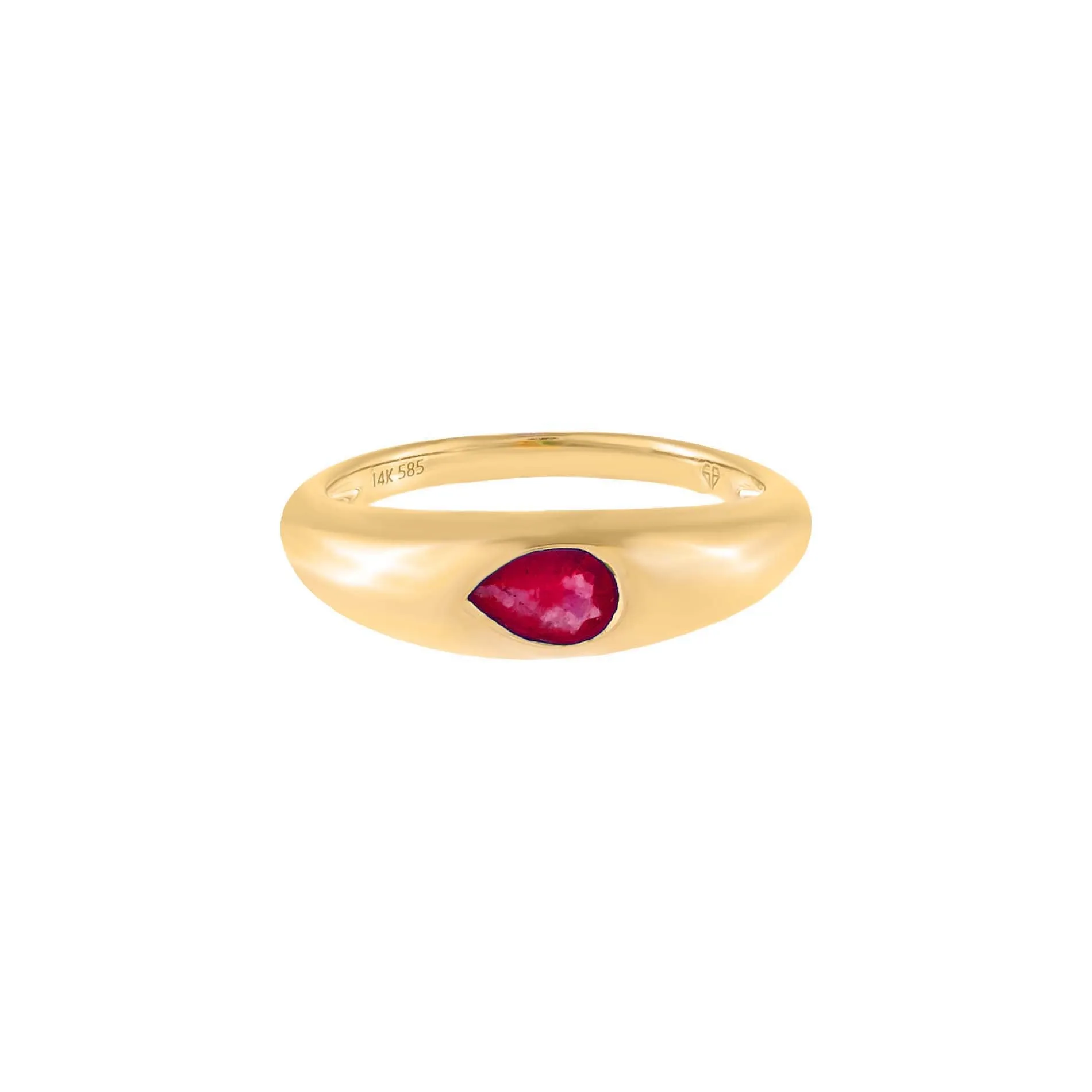 Gemstone Teardrop Dome Ring 14K