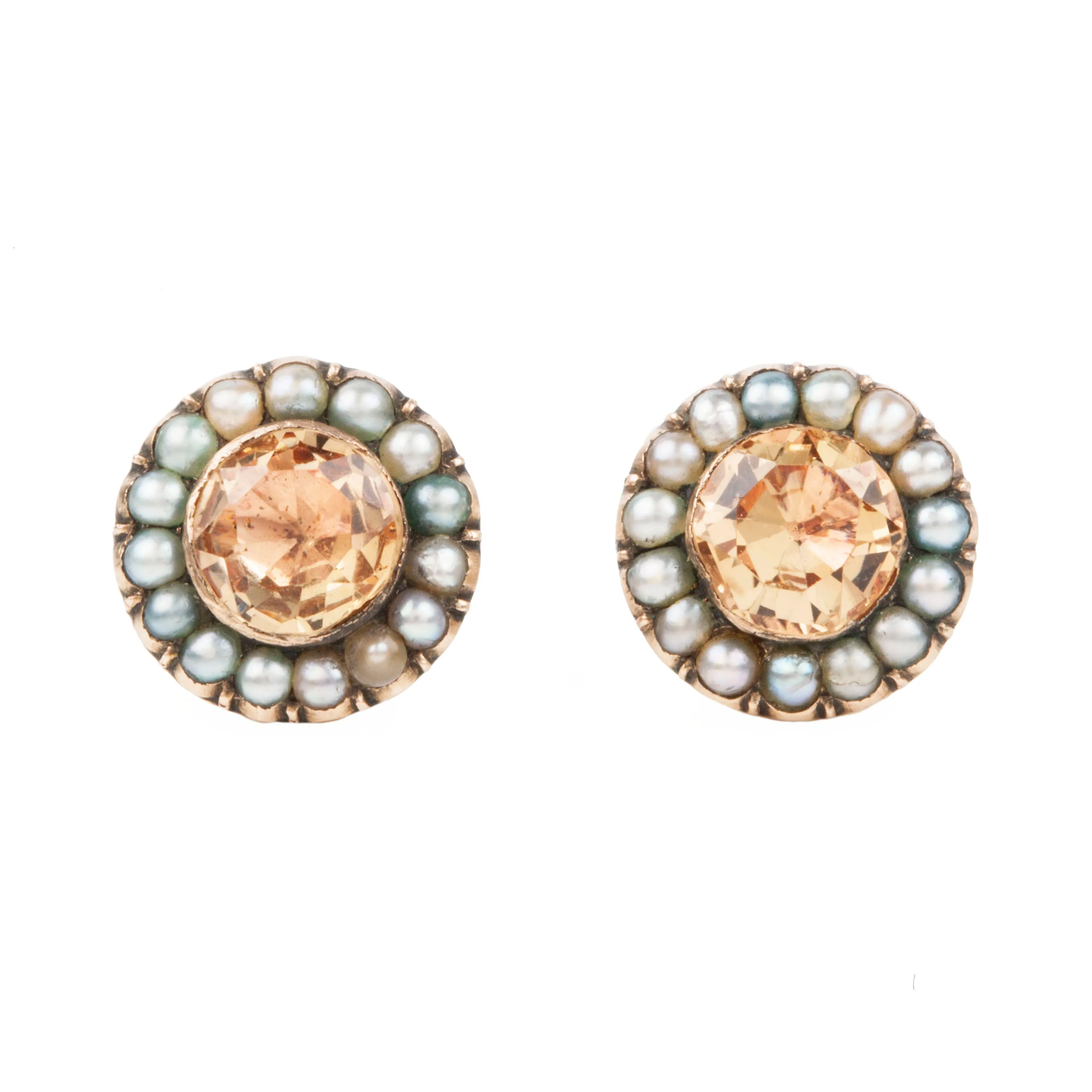 Georgian Topaz and Pearl Earrings