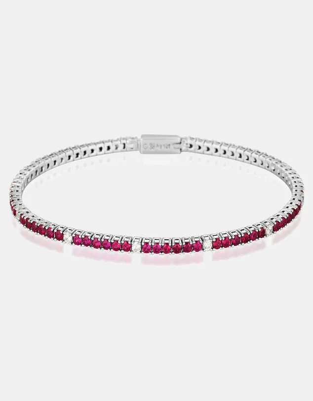 Georgini Milestone Ruby CZ And White CZ 2mm Tennis Bracelet