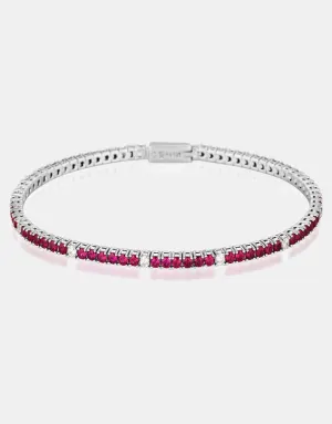 Georgini Milestone Ruby CZ And White CZ 2mm Tennis Bracelet