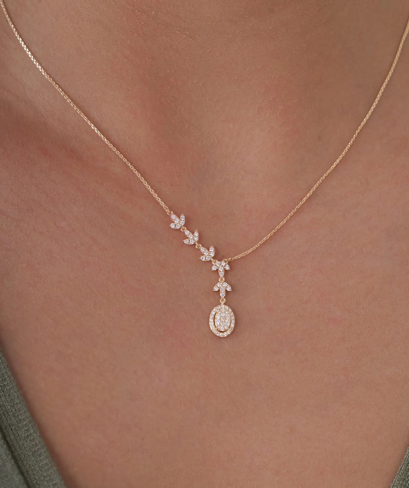 Gilded Leaf Diamond Pendant