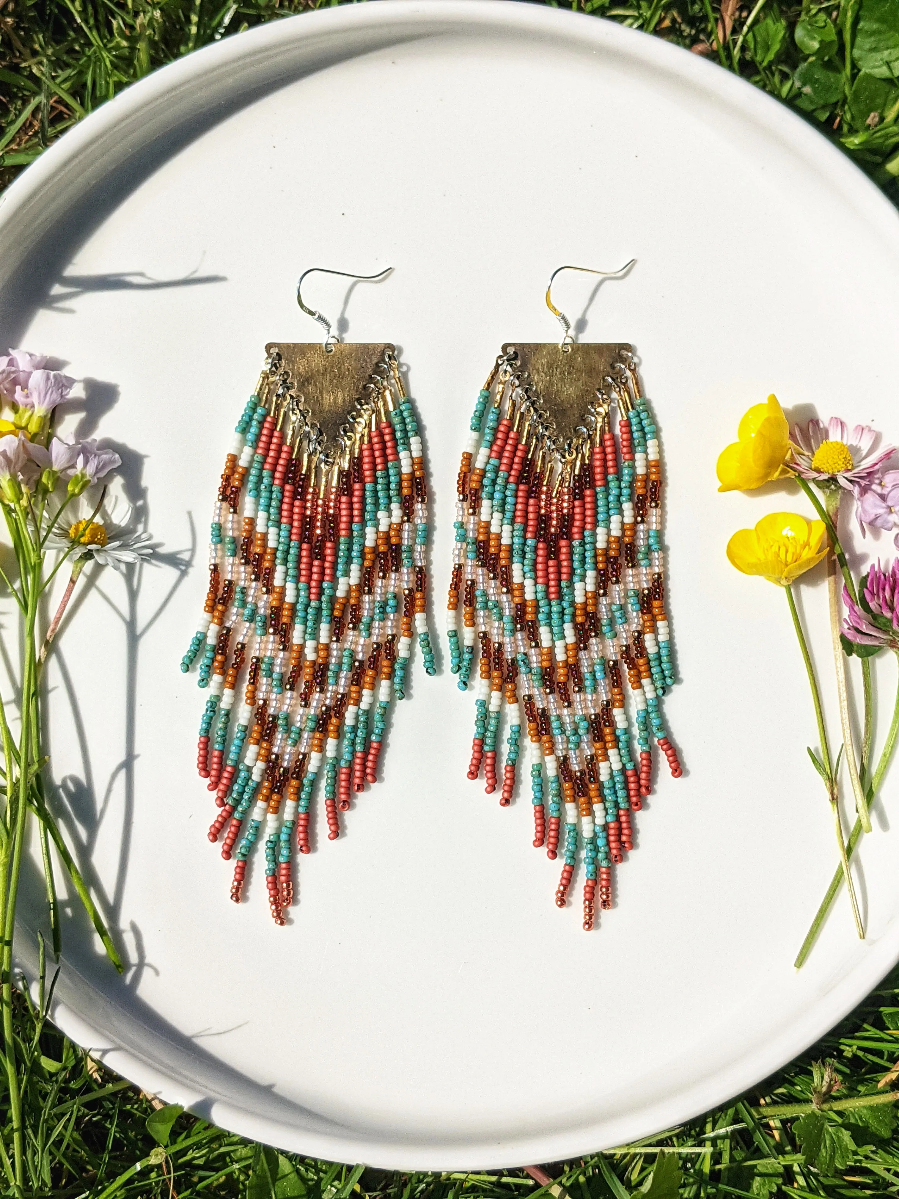 Gloria Coral Turquoise Beaded Earrings