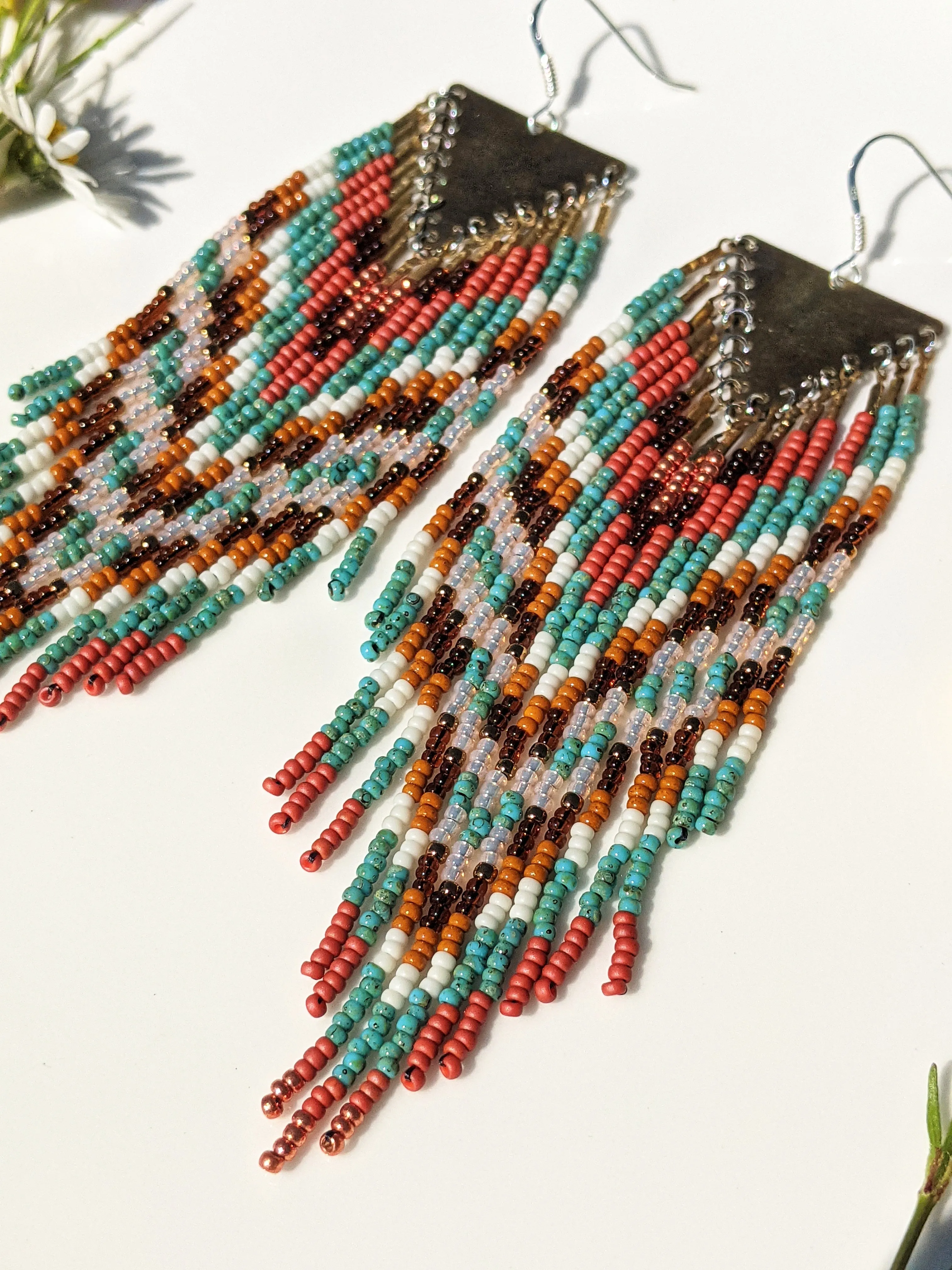 Gloria Coral Turquoise Beaded Earrings