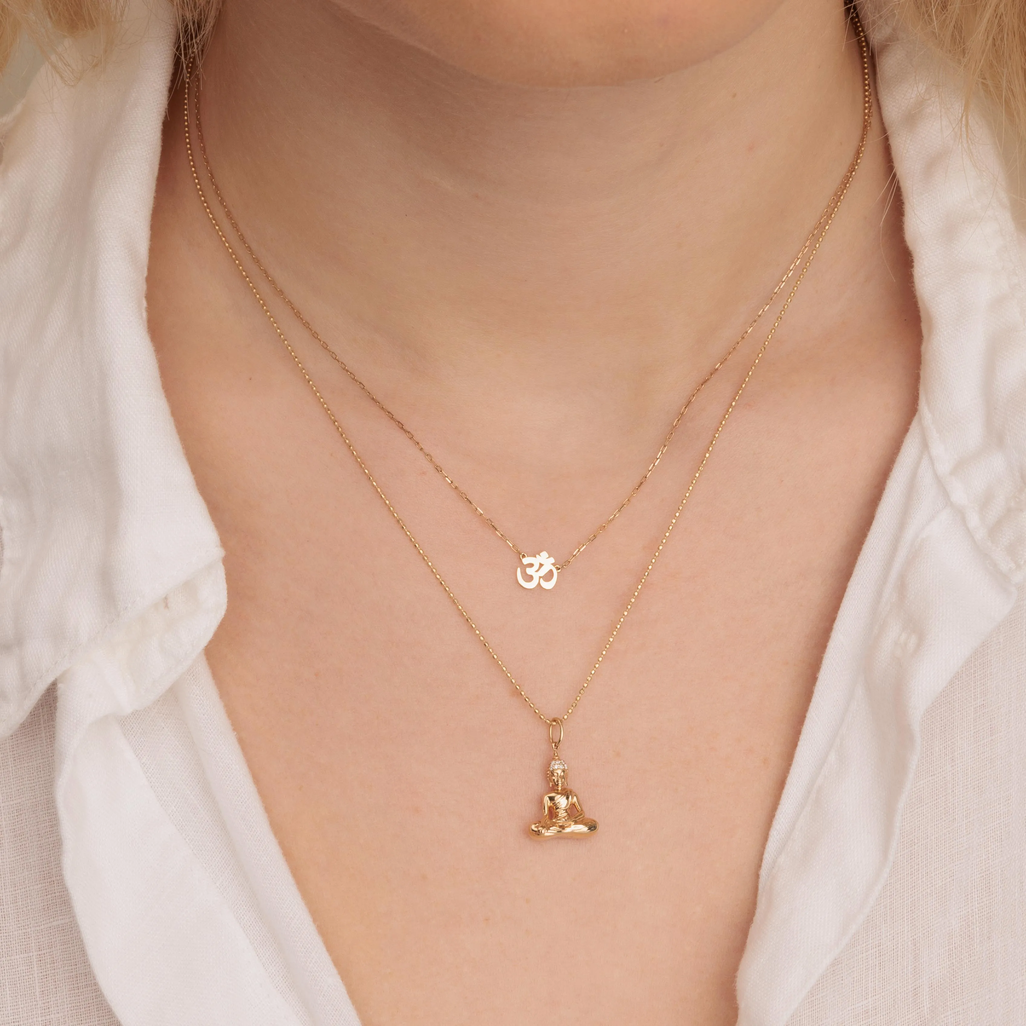 Gold & Diamond Small Sitting Buddha Charm