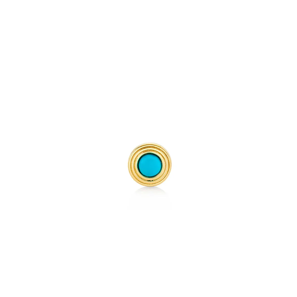 Gold & Turquoise Fluted Single Stone Stud