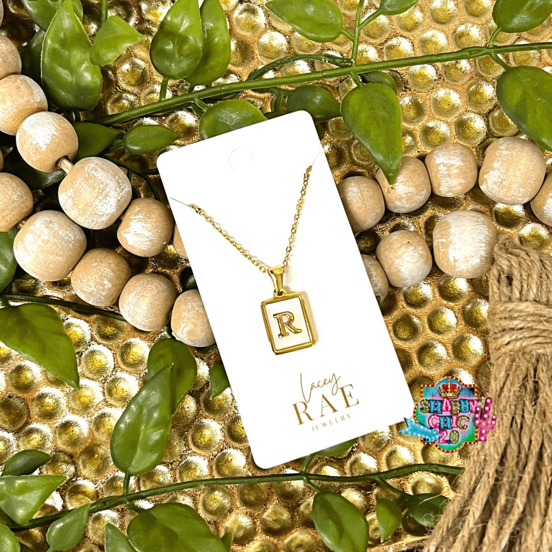 Gold and Mother of Pearl Initial Necklace