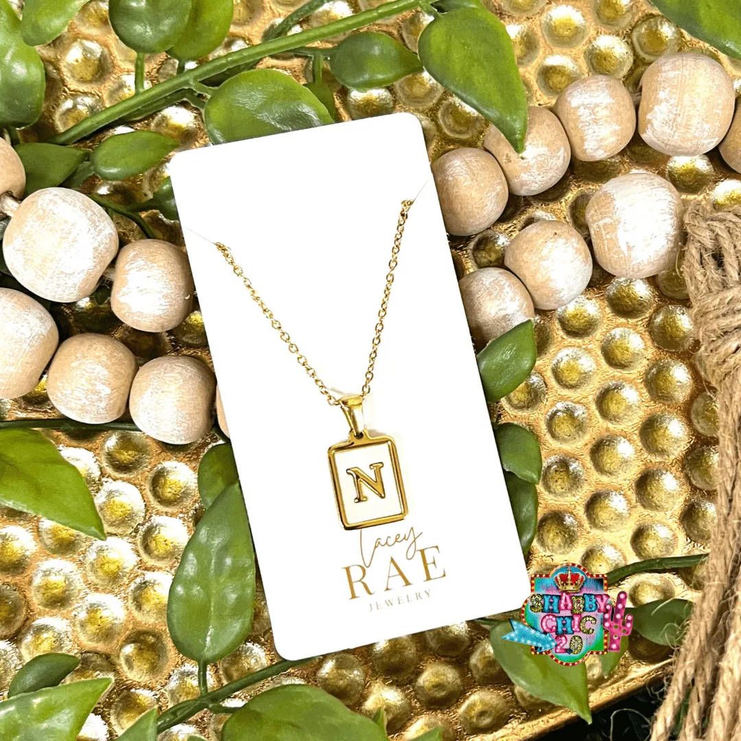 Gold and Mother of Pearl Initial Necklace