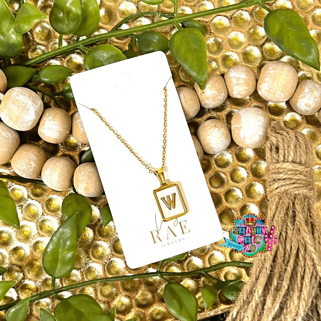 Gold and Mother of Pearl Initial Necklace