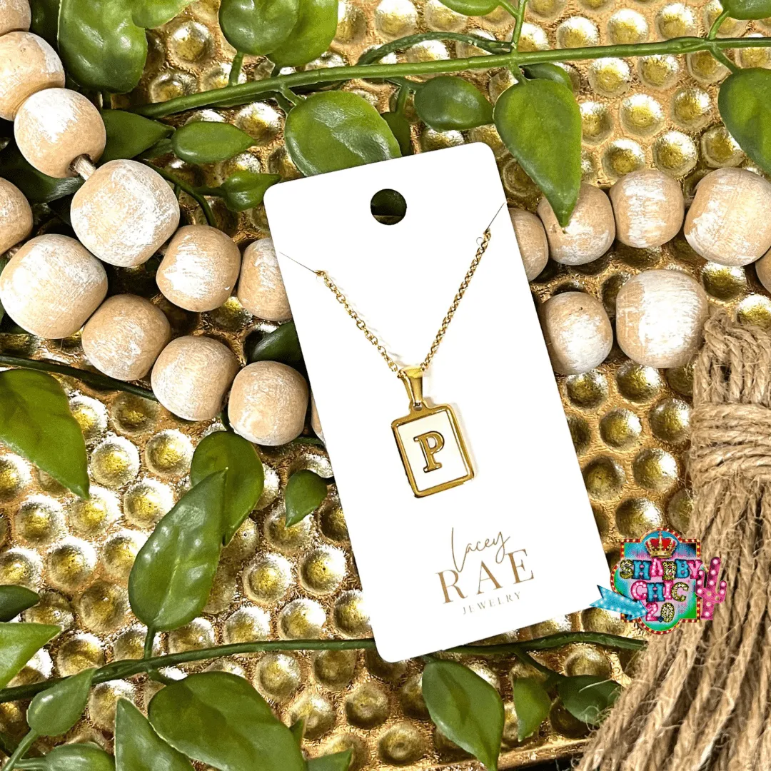 Gold and Mother of Pearl Initial Necklace