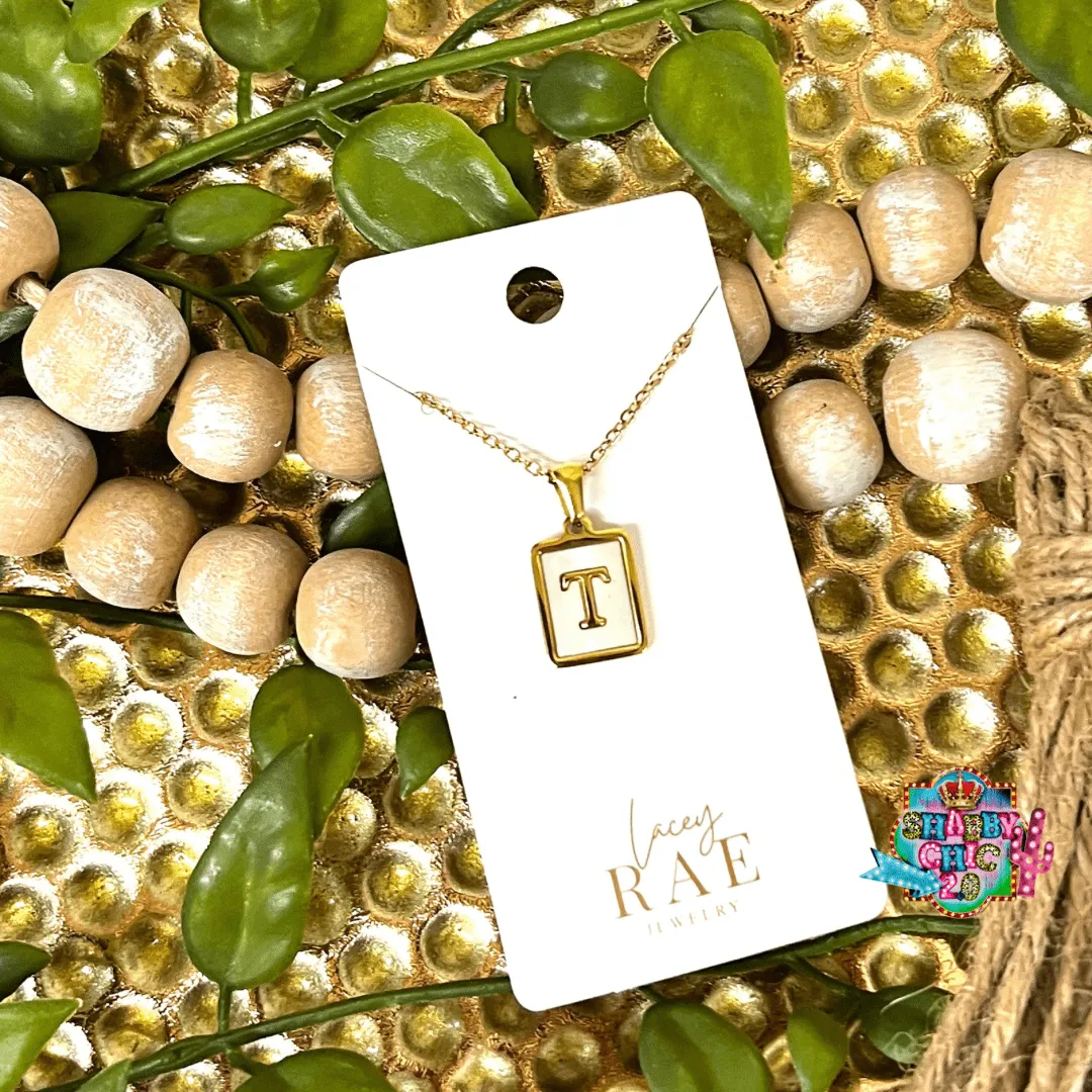 Gold and Mother of Pearl Initial Necklace