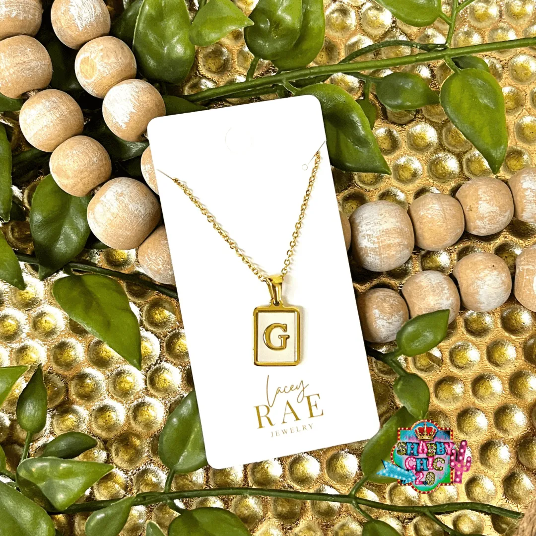 Gold and Mother of Pearl Initial Necklace
